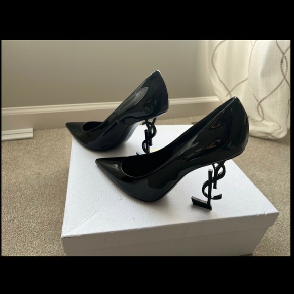 NEW SAINT LAURENT Opyum YSL Heels Sz 40 Black - Picture 1 of 6